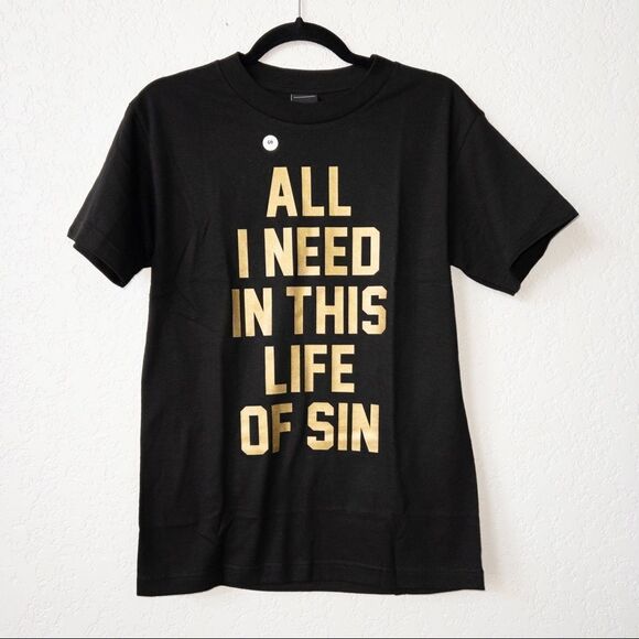 NIP Adapt X‎ Best Gold Life of Sin Bonnie & Clyde T-Shirt Size Small - Picture 1 of 4